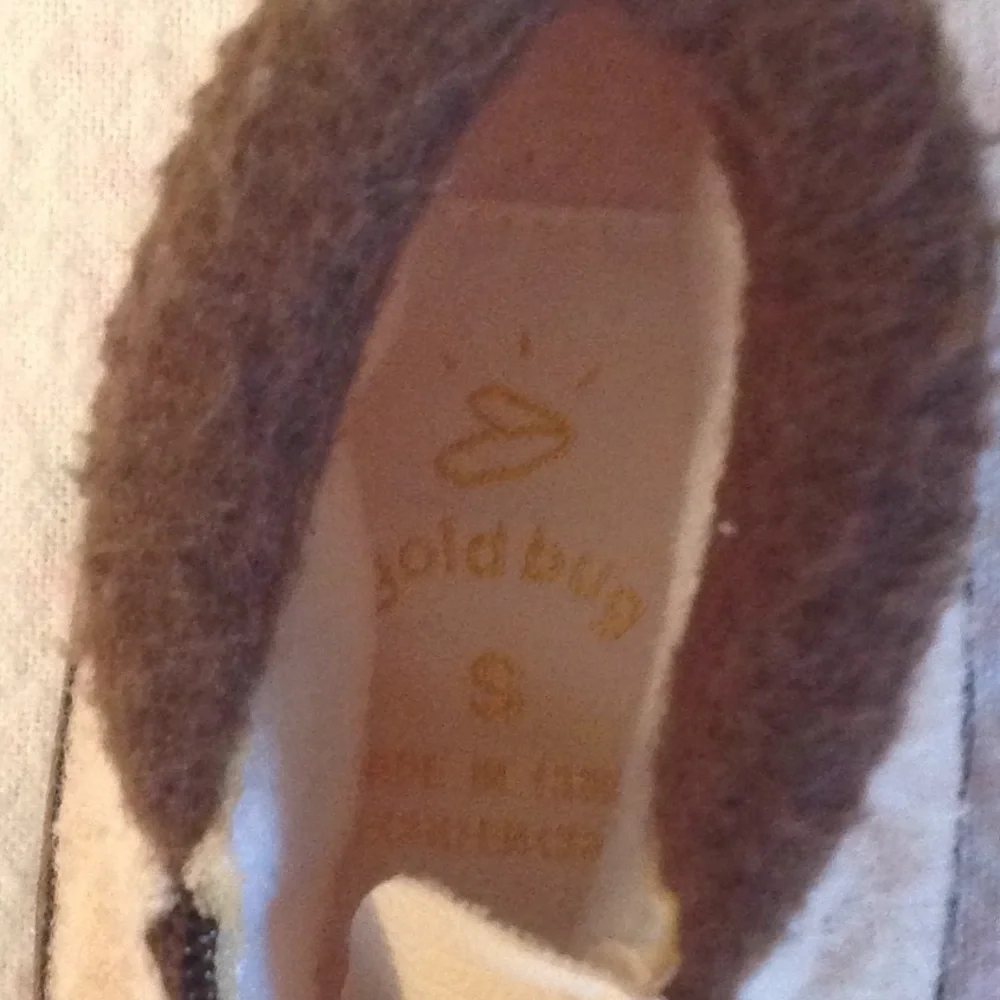 GOLD BUG baby boots  infants sz S  zipper top boots  cream and brown - Picture 2 of 4